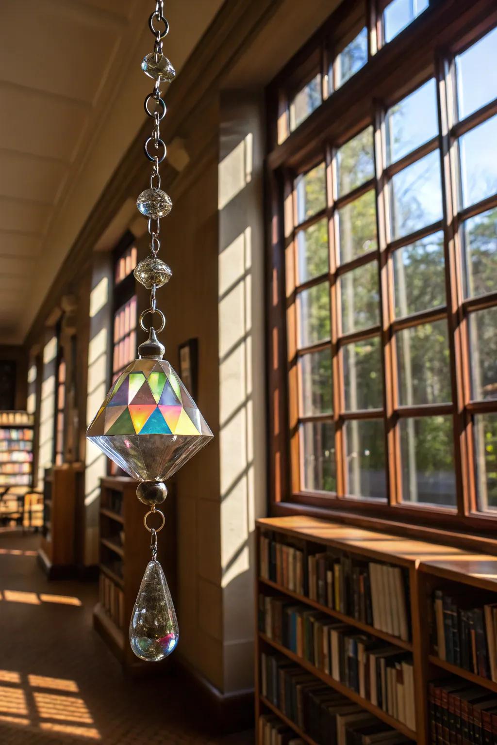 Mystical reflections are achieved with mirrored light catchers.