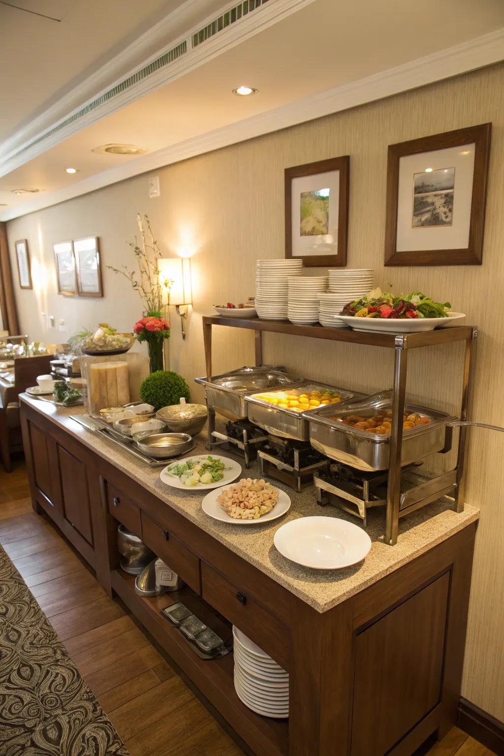 Your buffet's functionality is improved by using space wisely.
