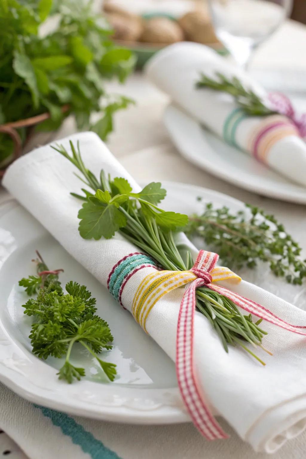 DIY cloth fasteners introduce a personal and elegant element.