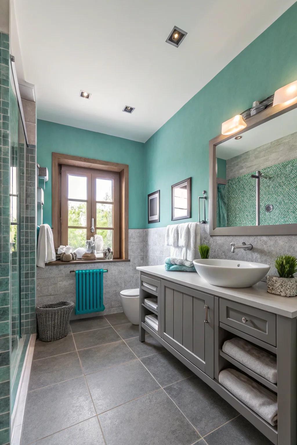 Achieve cool refinement by using seafoam and grey.