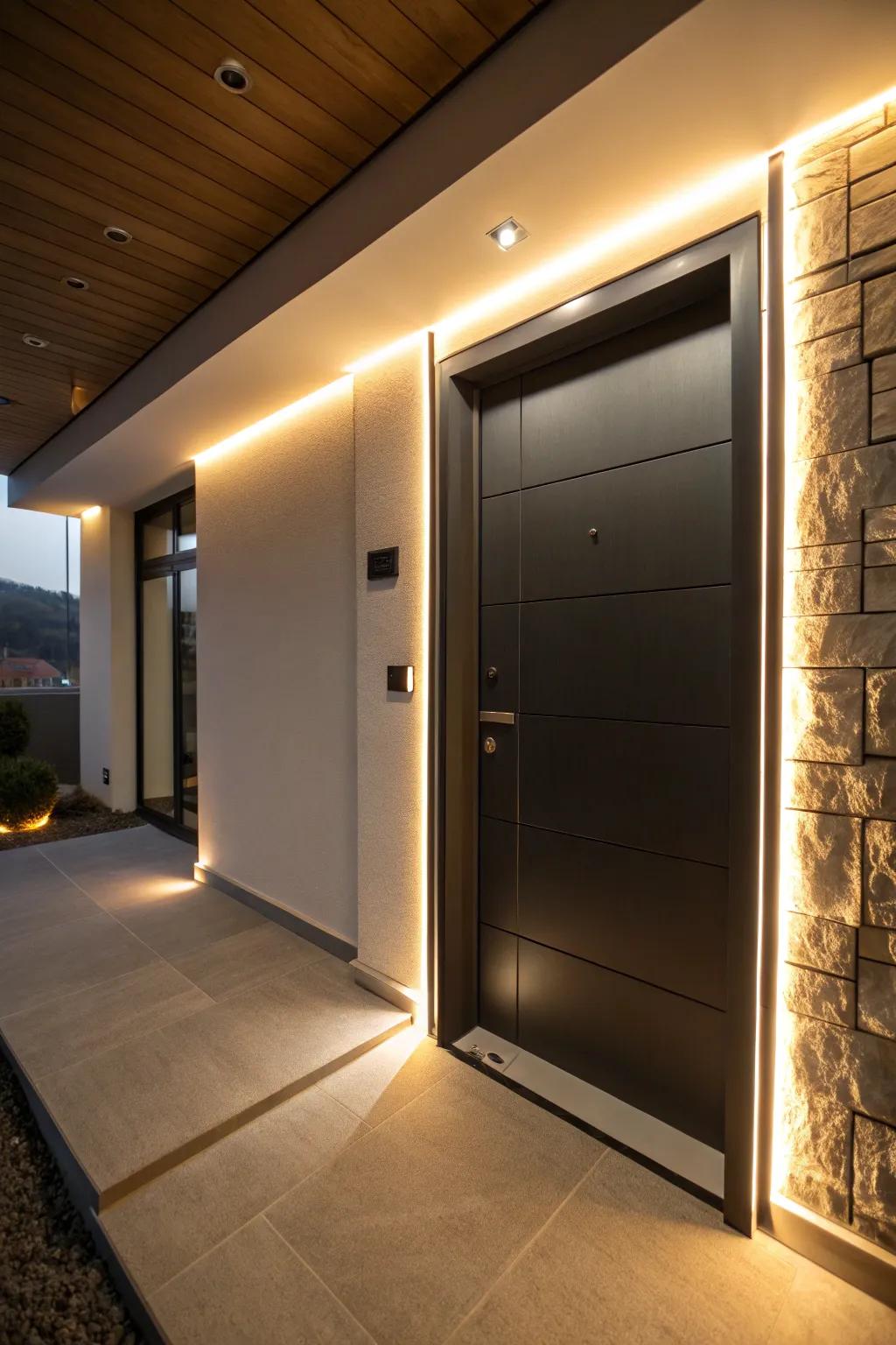 A door illuminated with sleek LED light accents.
