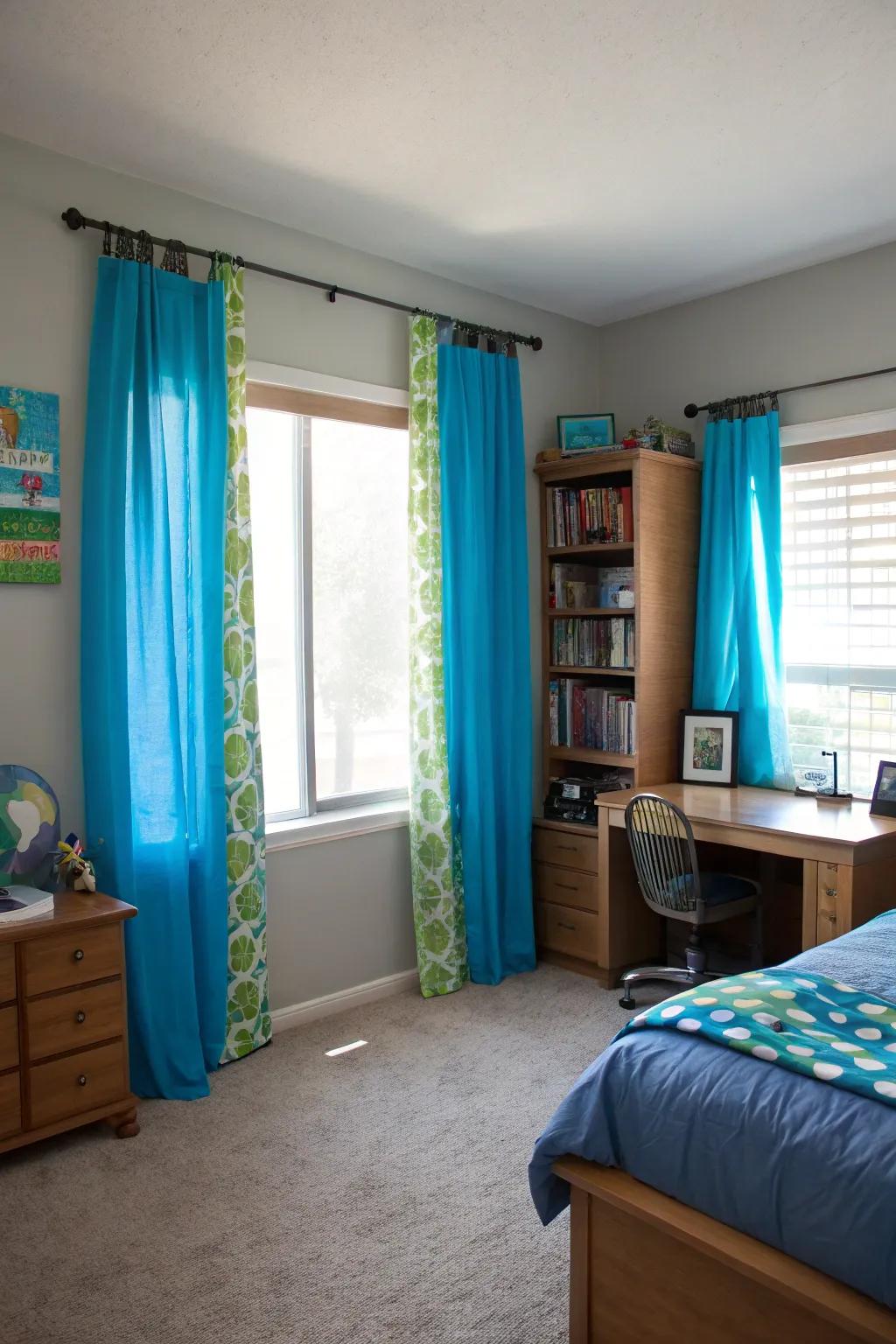 Bright shades create a cheerful focal point in the room.