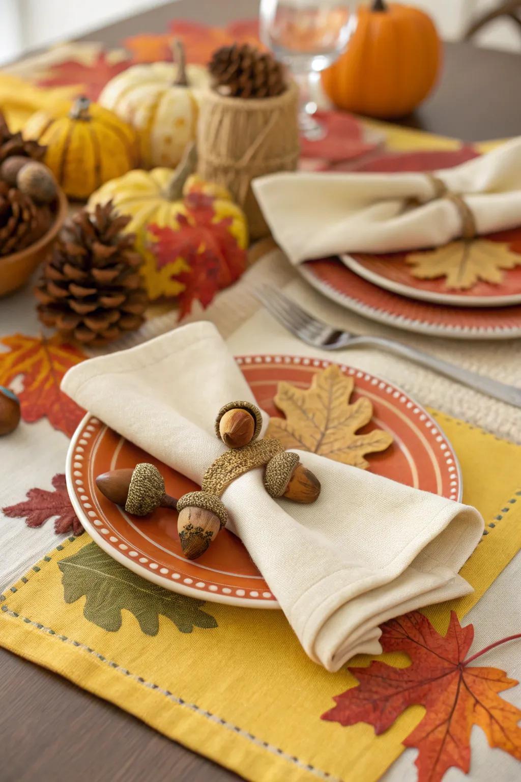 Acorn flairs add a delightful and unexpected charm to your table.