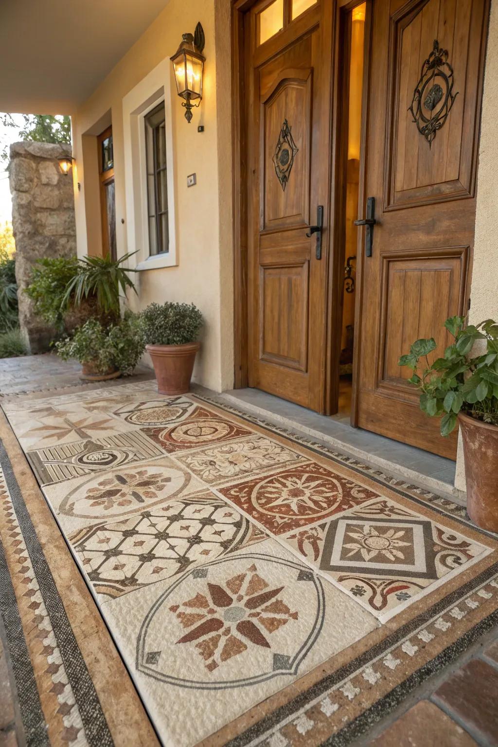 Add warmth using rustic decorative mat designs.