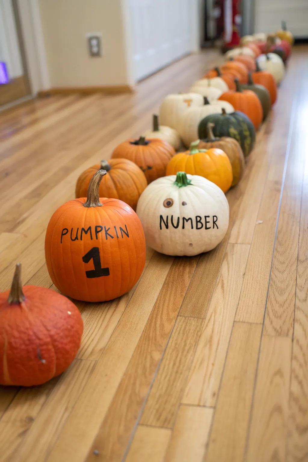 Combine learning and play with a pumpkin counting game.