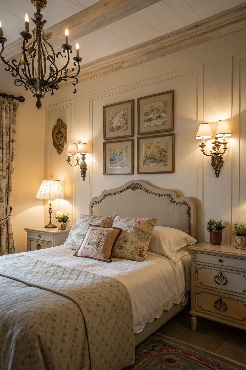 Old-fashioned lighting adds a nostalgic, cozy ambiance.