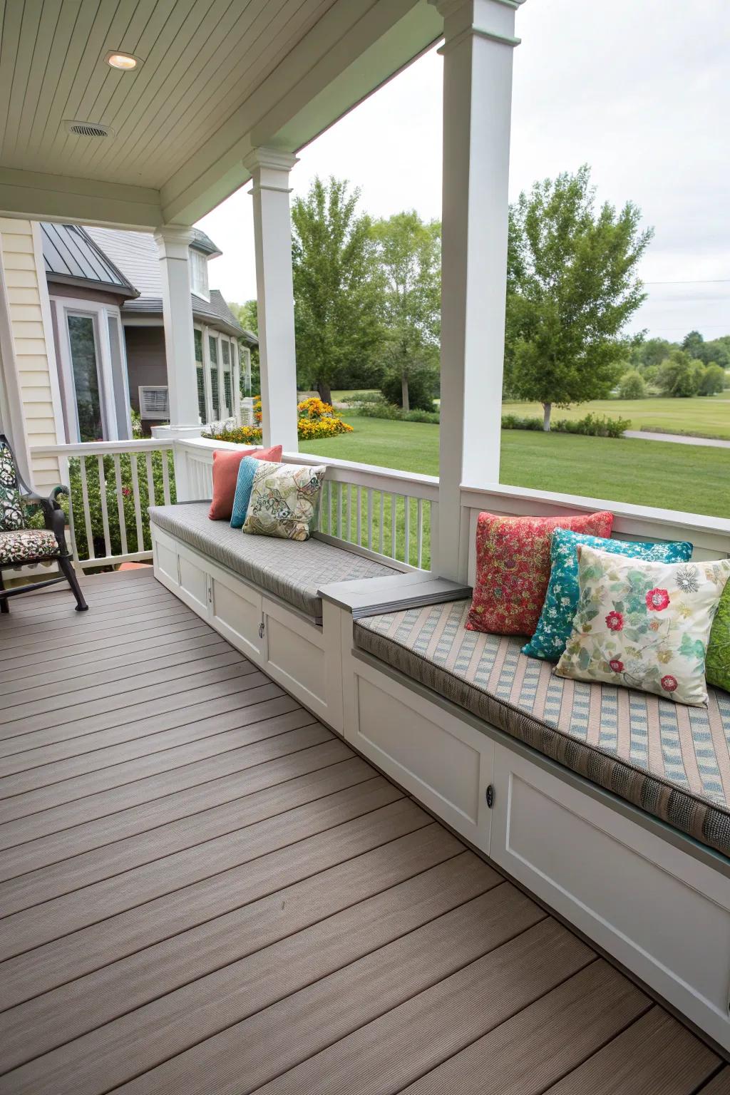 Utilize space with integrated bench seating.