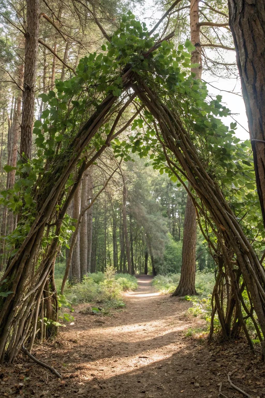 A natural triangle arch that embraces the beauty of the outdoors.