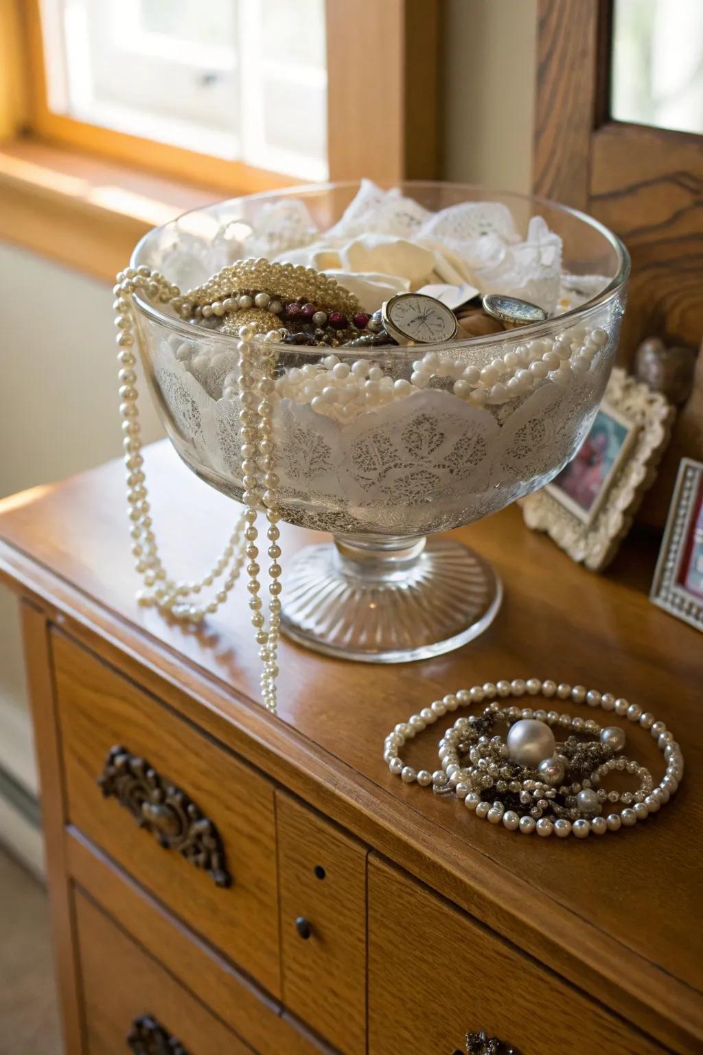 A trifle bowl exuding vintage charm and elegance.