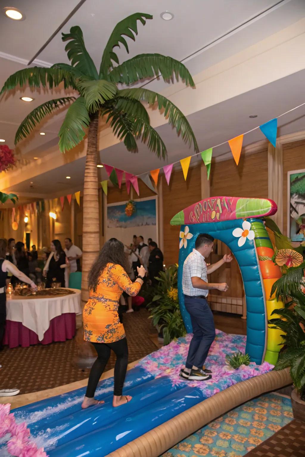 A surf simulator brings the beach to your celebration.