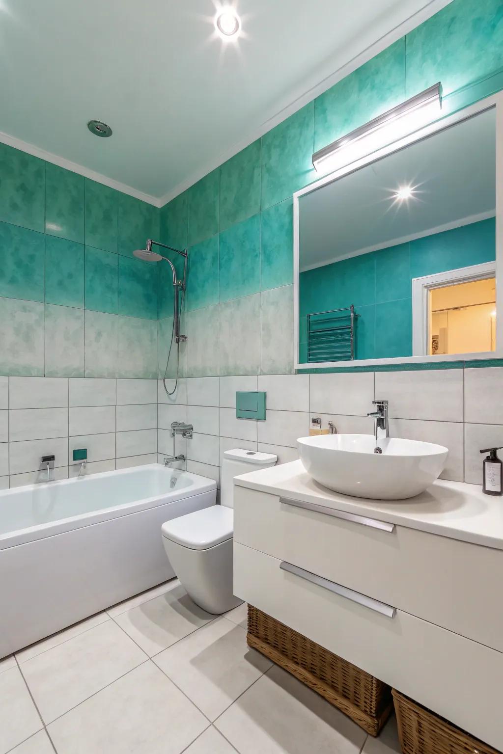 A tranquil, spa-inspired bathing area created with ombre walls.