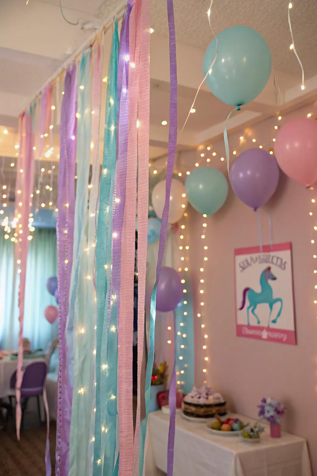 Enchanting decorations with paper and lights.