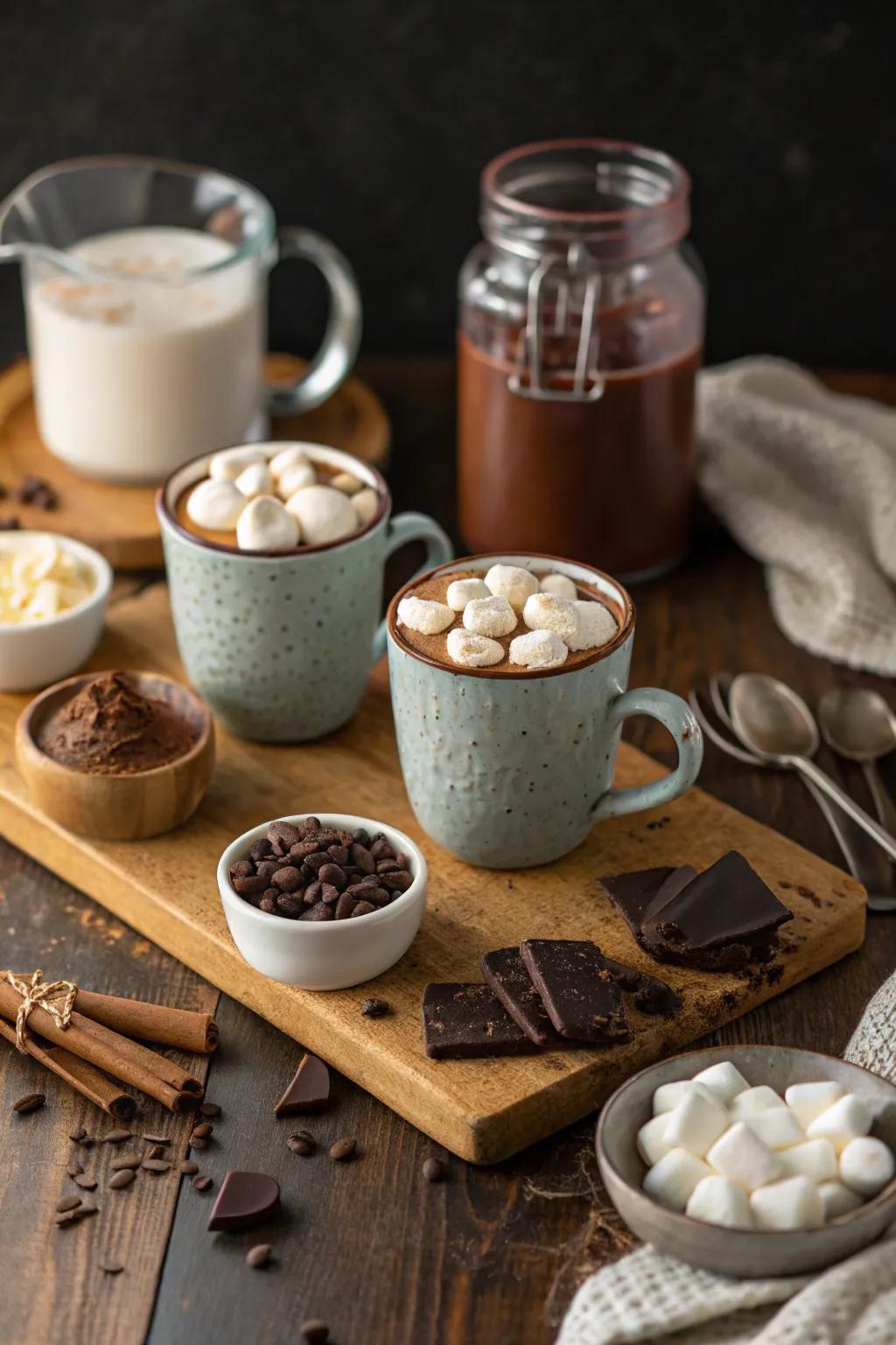 Create warmth and comfort with a hot chocolate bar.