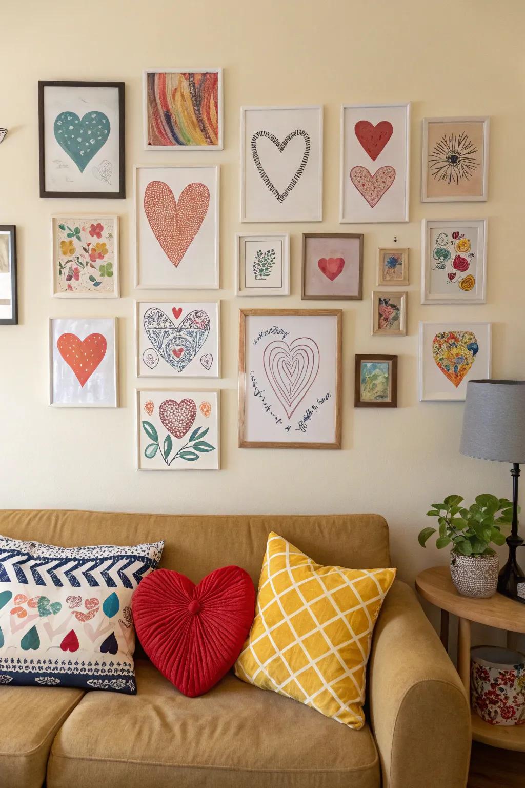 Make a statement through heart-themed wall decor for Valentine's Day.