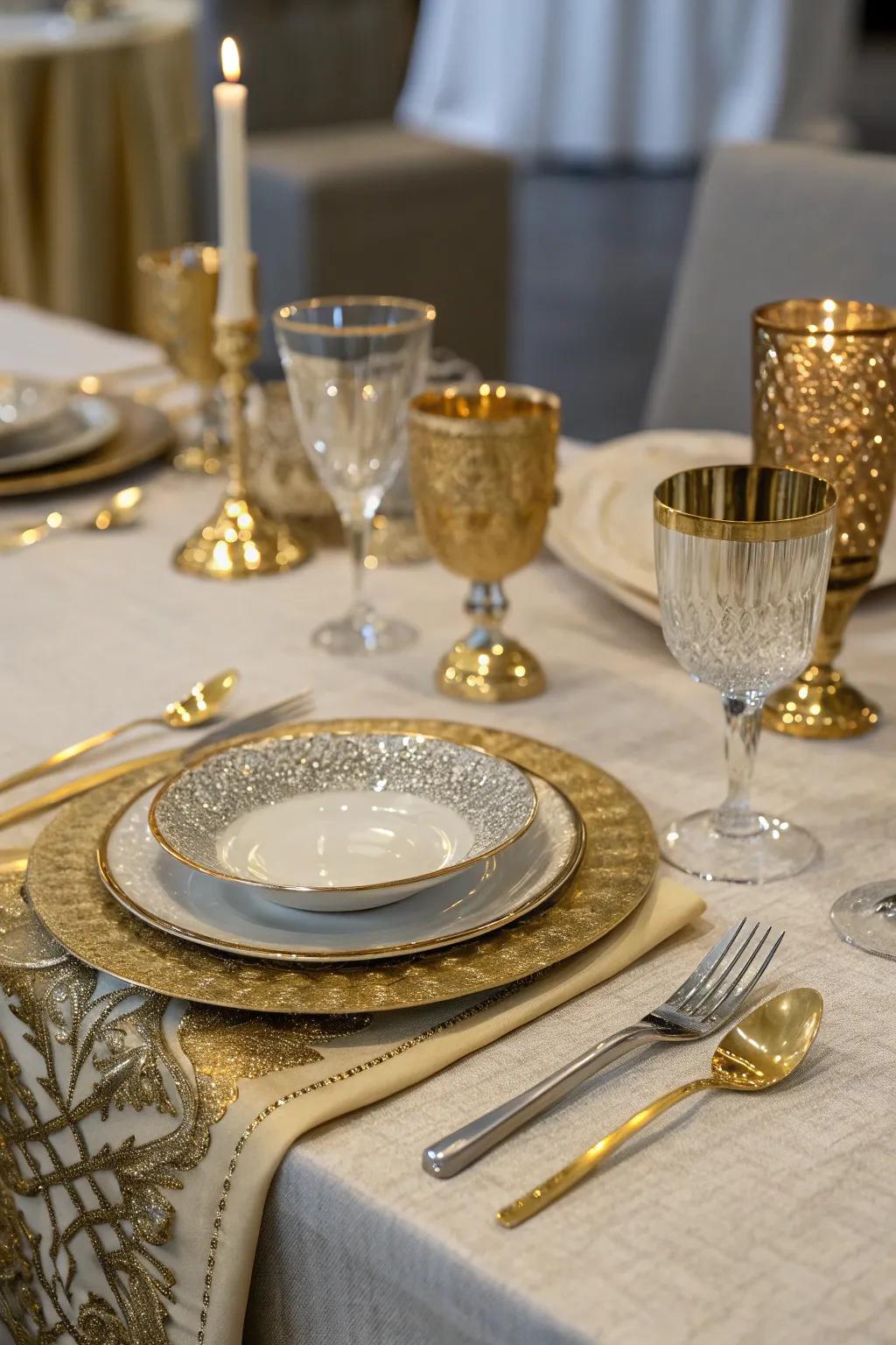 Metallic elements add class and shine.