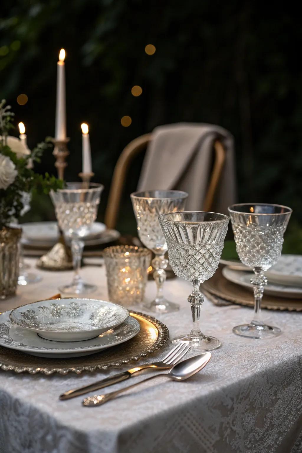 Antique glass and silver bring timeless elegance to your party.