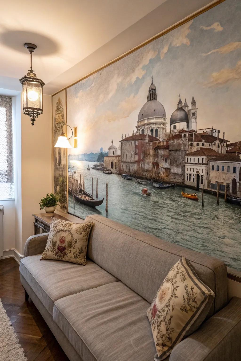 A painted mural that brings Venetian romance to the home.