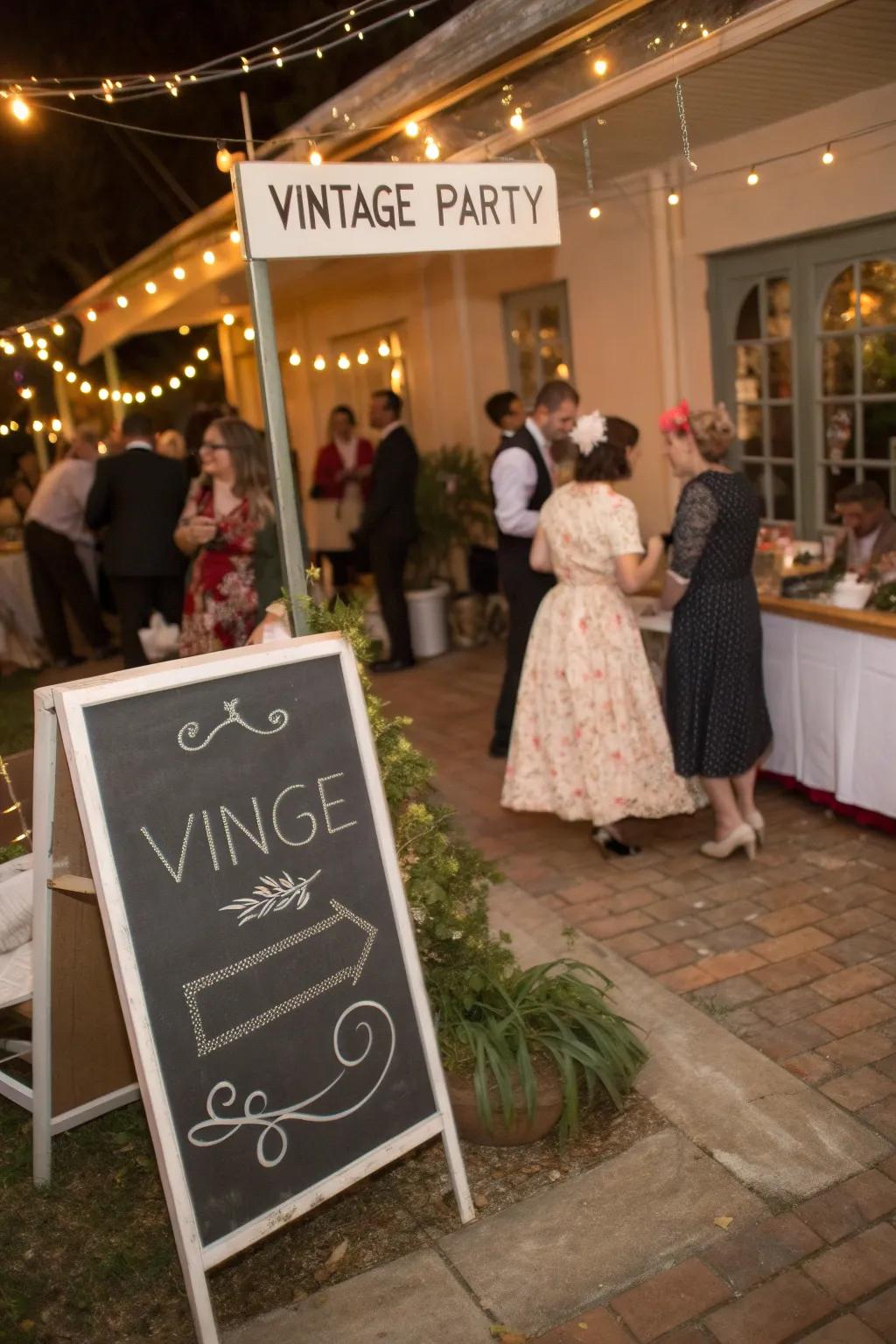 Chalkboard signs guide guests with style and charm.