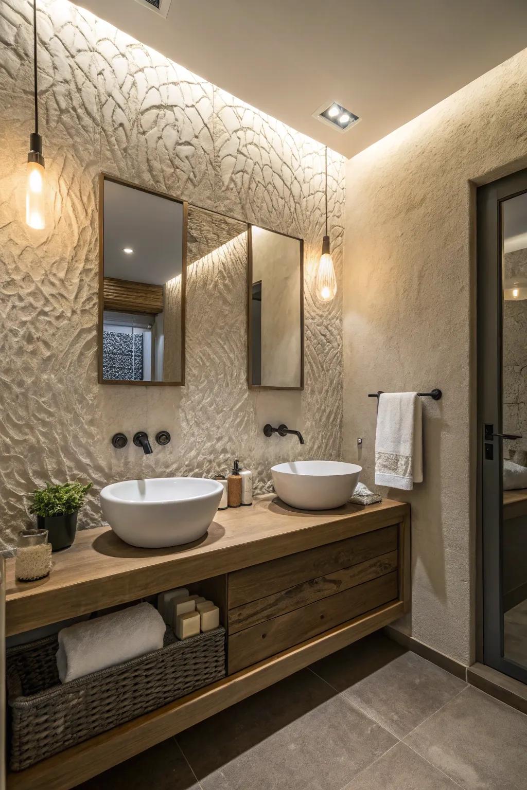 Textured paint adds delicate sophistication.