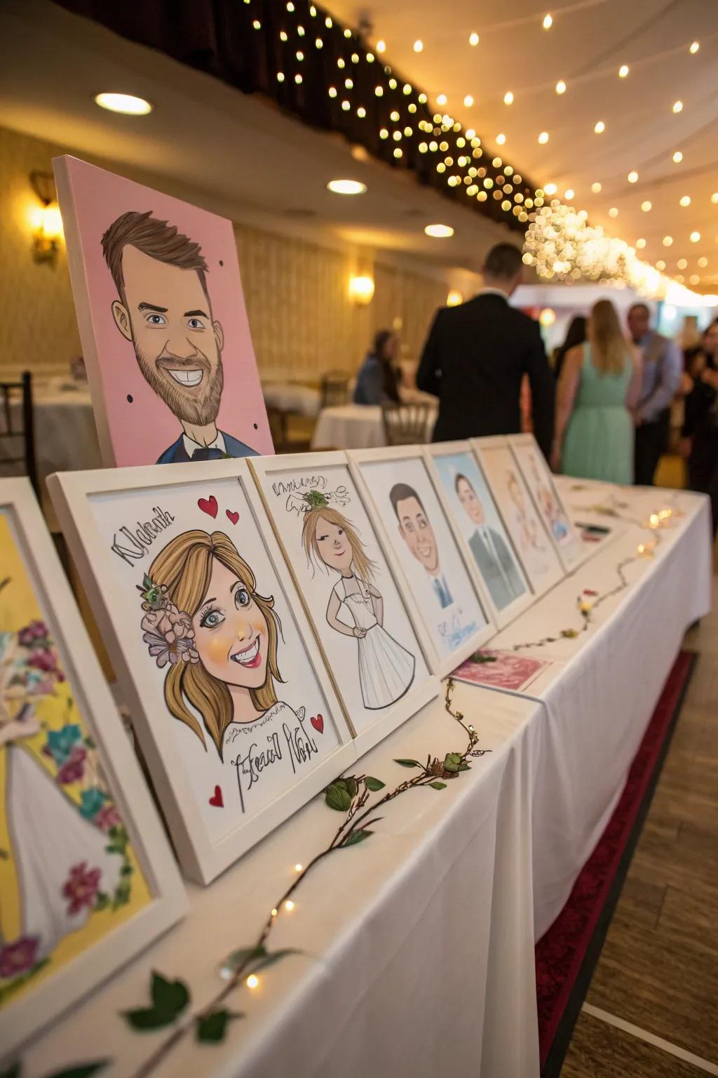 Caricature drawings as a fun and memorable wedding favor