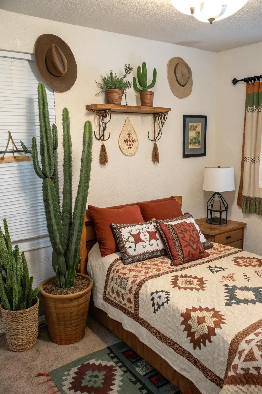 Cactus decor infuses a hint of western desert charm.