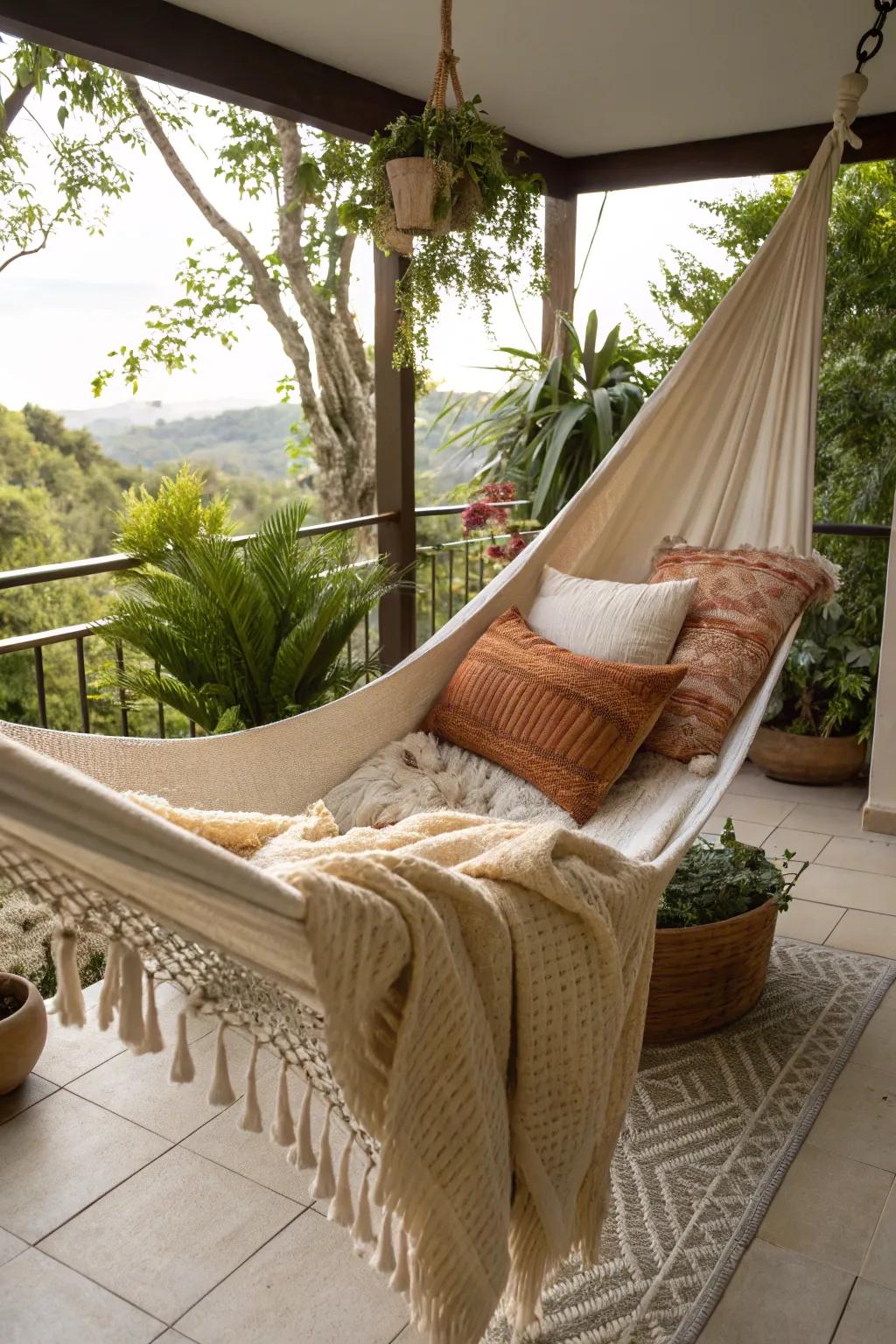 A cozy nook is great for relaxing on the patio.