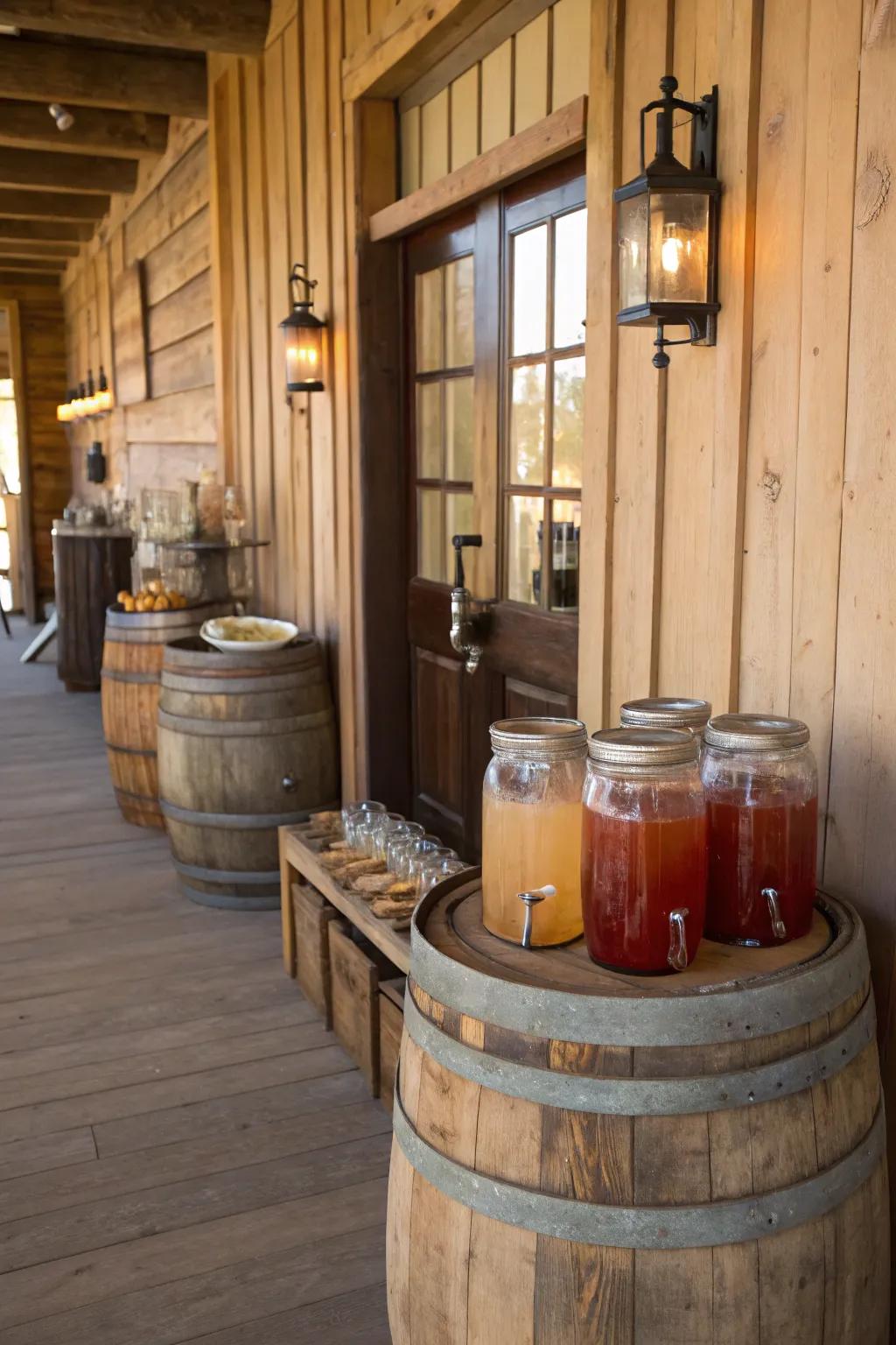 A bar-style drink station adds a real touch.