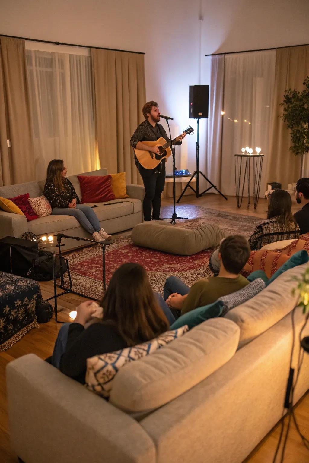 An intimate musical experience enjoyed in your living space.