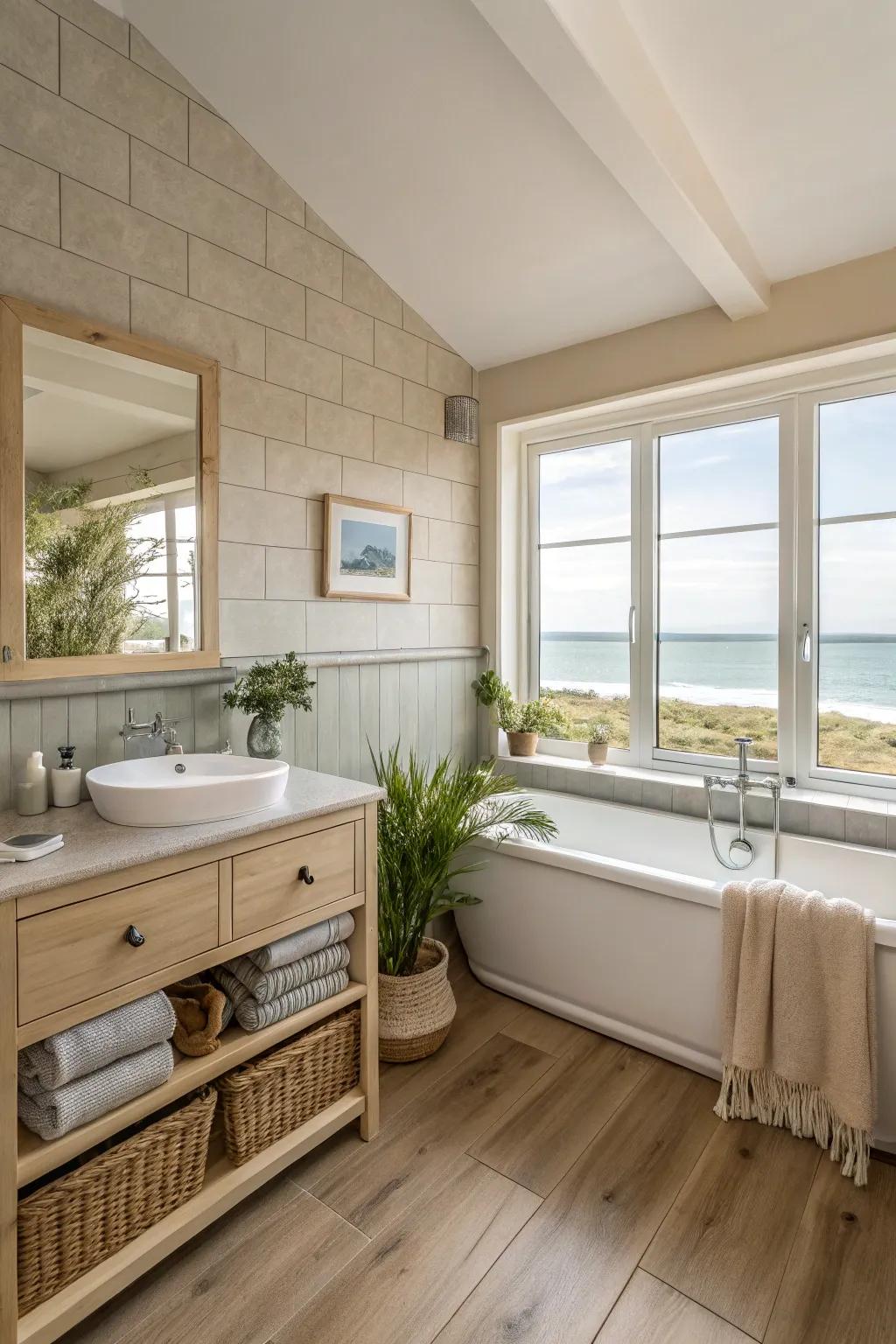 A neutral spectrum establishes a serene backdrop.