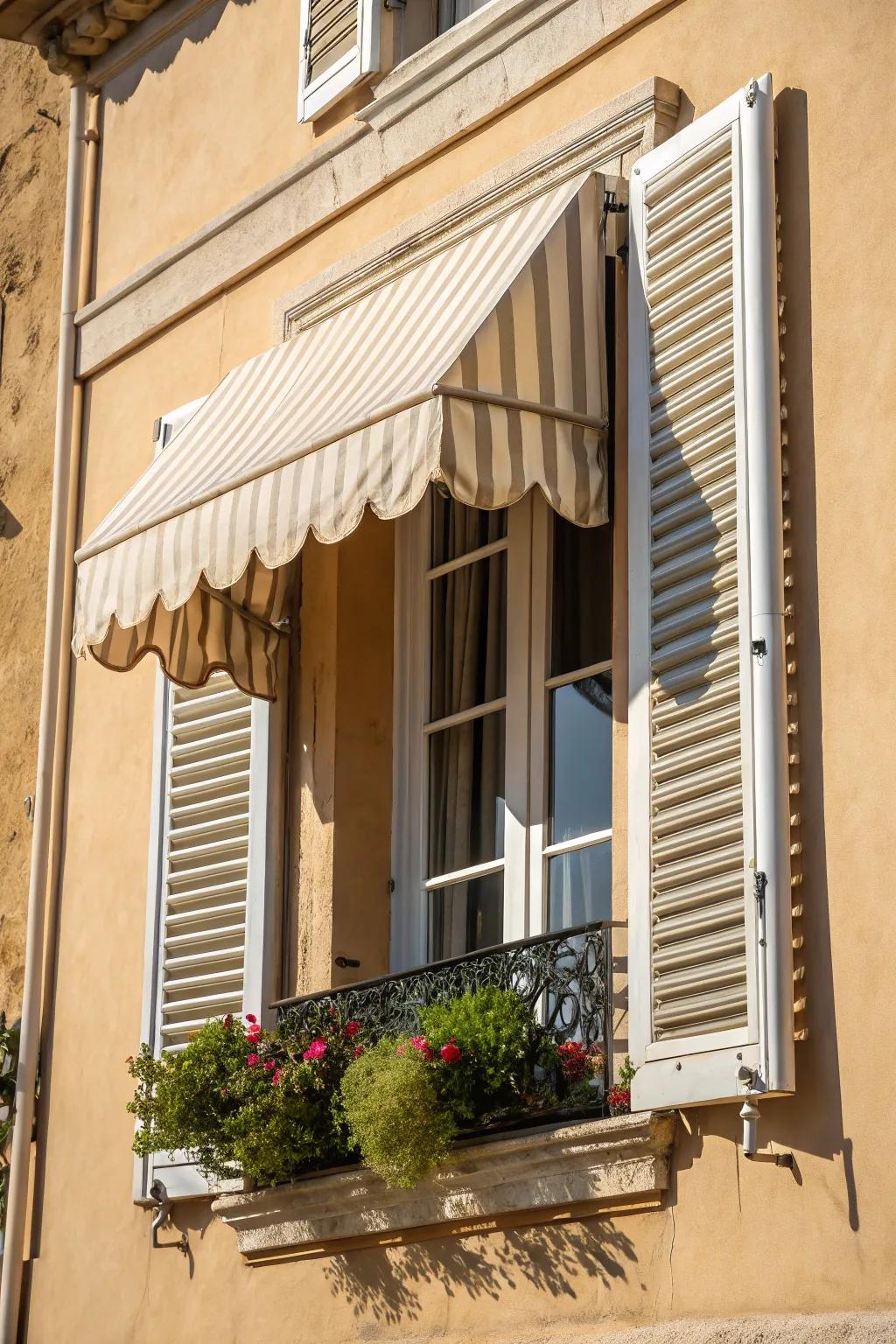 A window shade provides shade and enhances your home's exterior appeal.