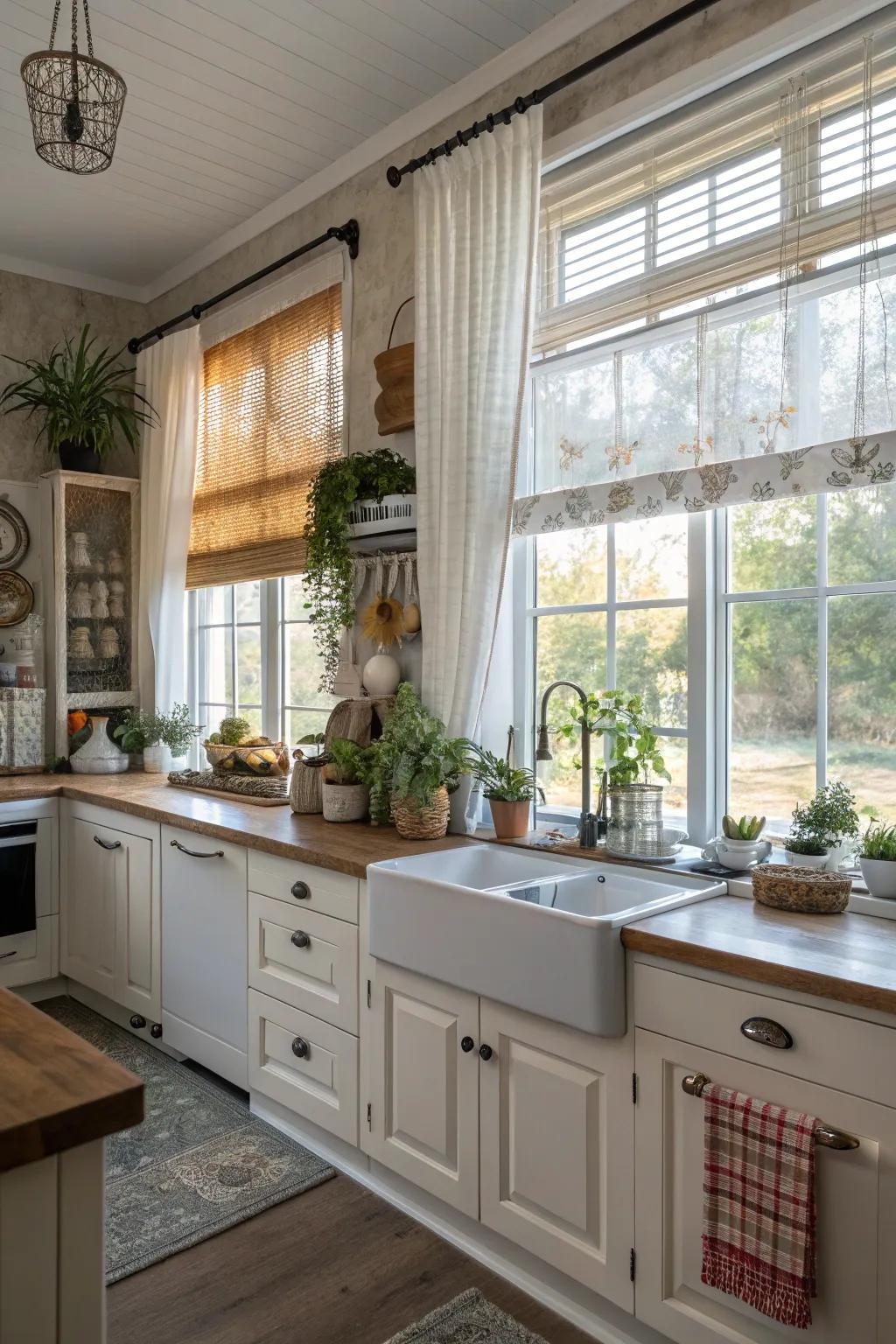 Mixing designs can create a unique and personalized window treatment look.