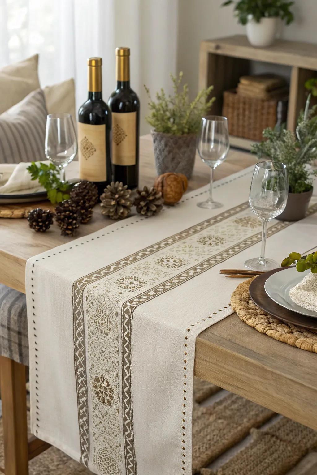 A stylish table runner adds cohesion and elegance.