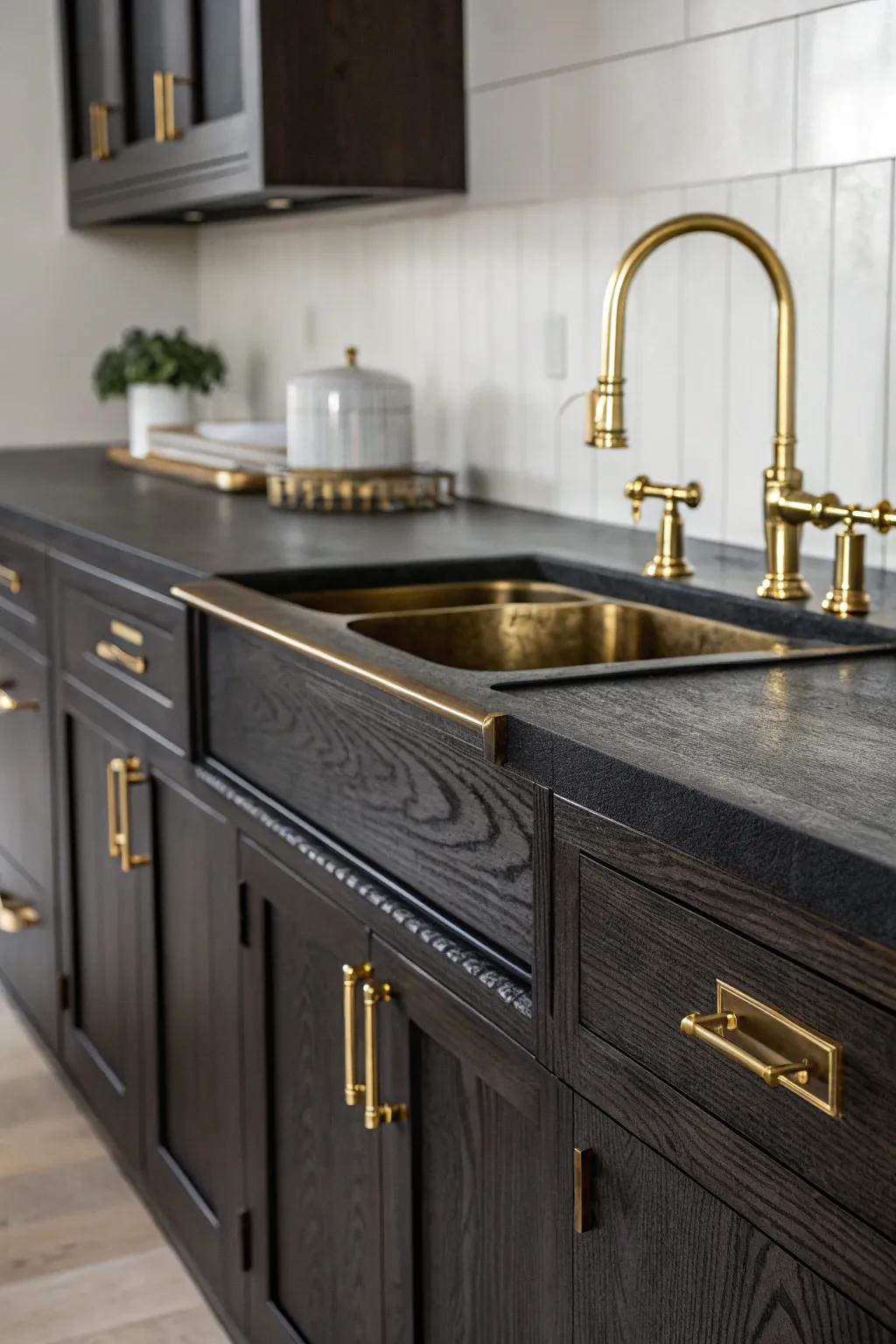 A bold blackened finish for an eye-catching cooking area statement.