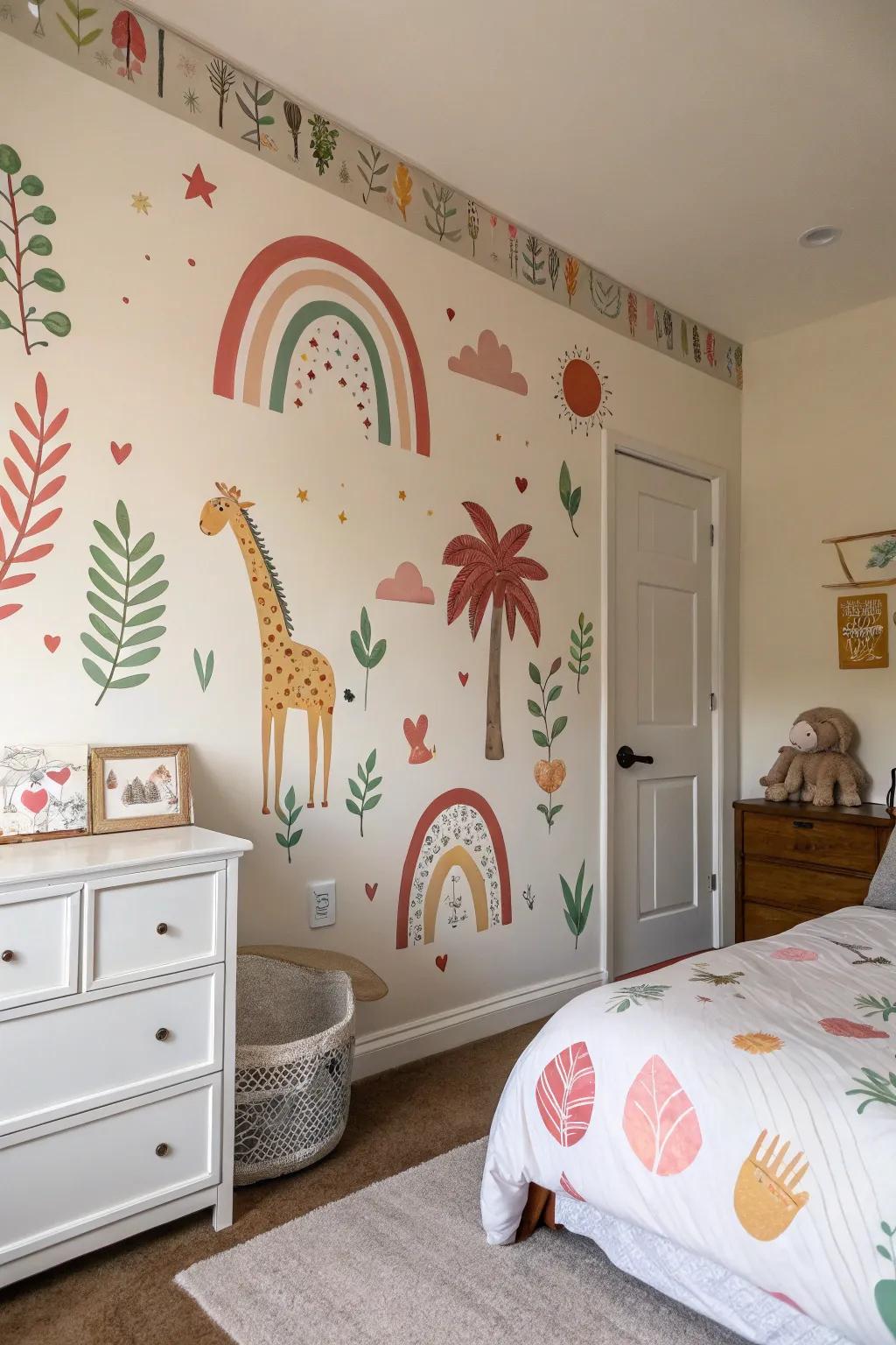 Wall decals offer a flexible and creative design option.