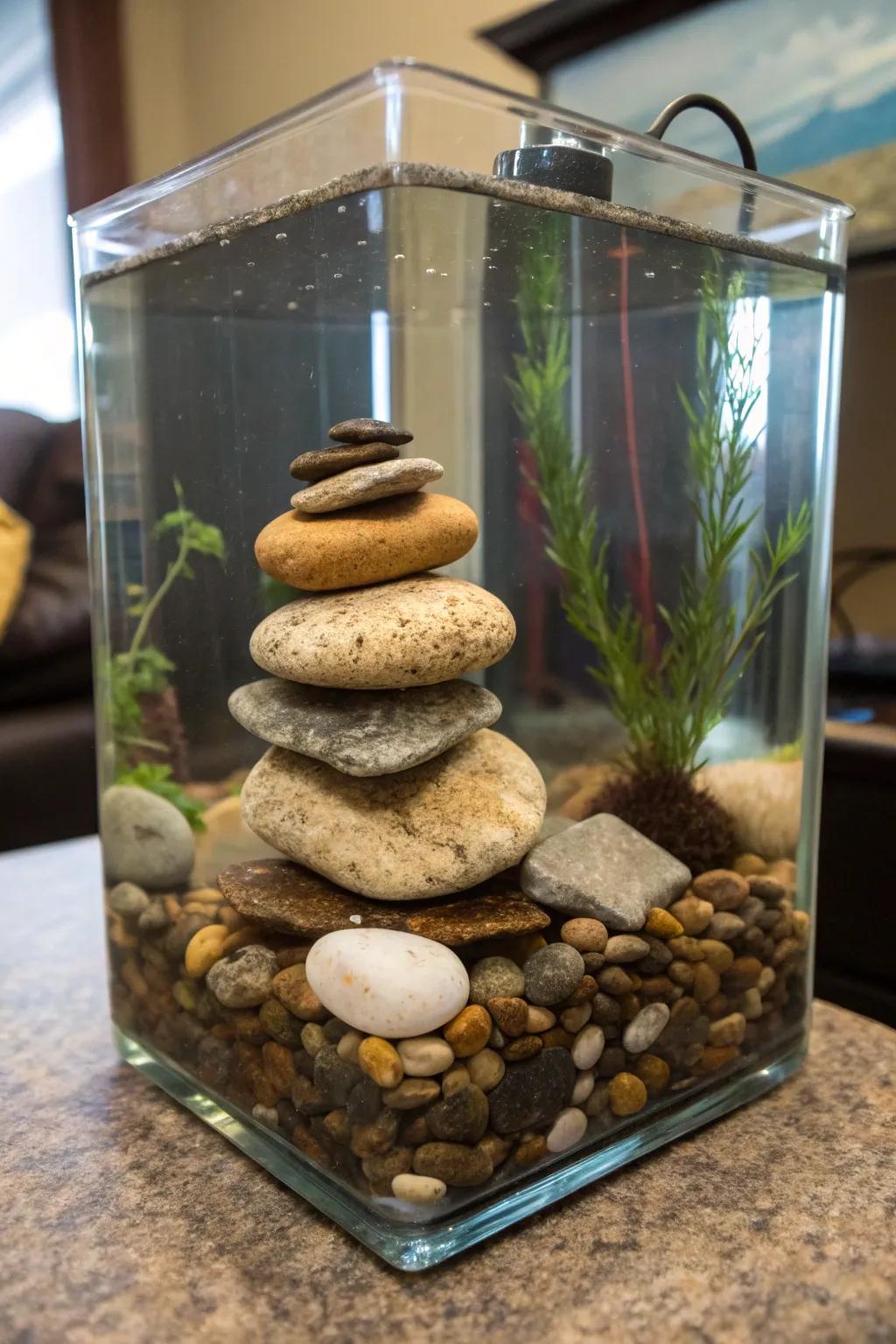 Create a stunning rock design in your aquarium.