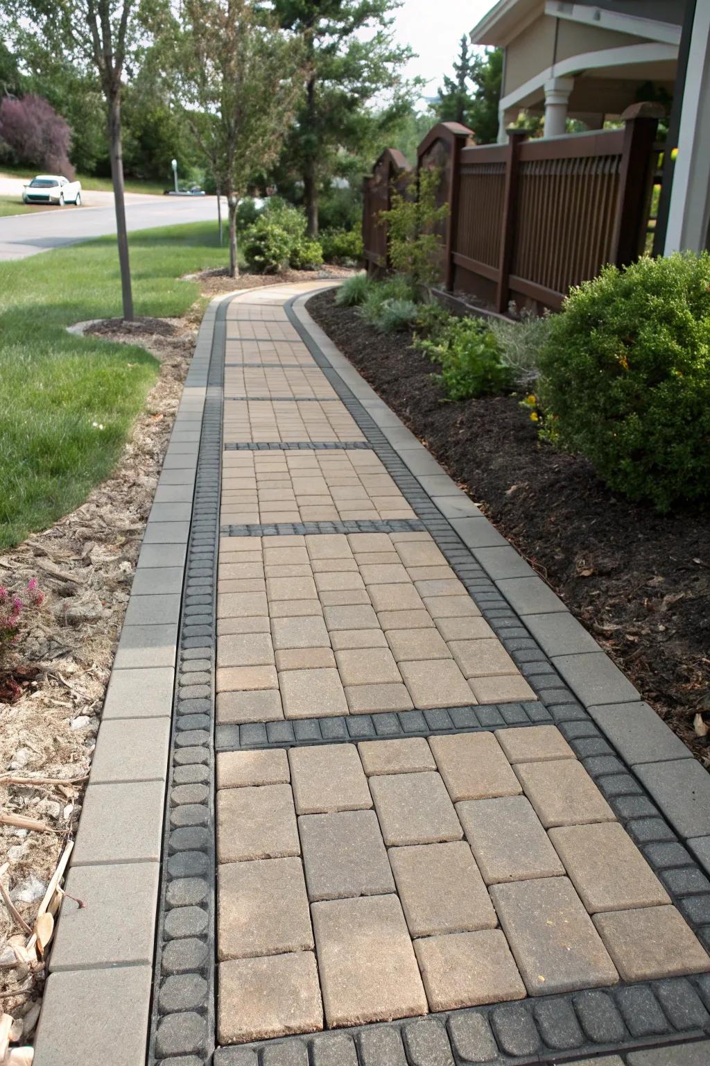 Refine your path with bordered paver patterns.
