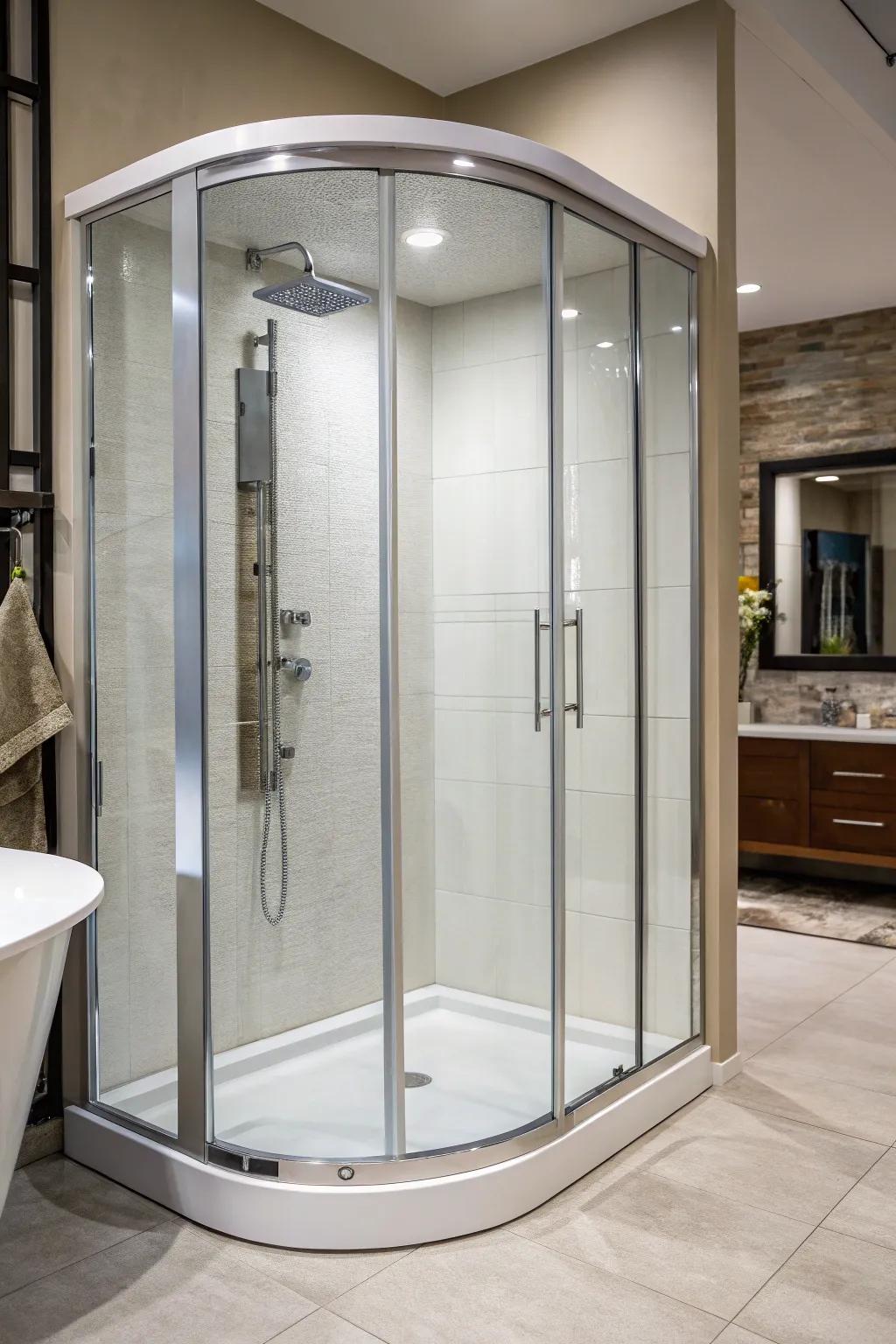 Bent shower frames give a soft and stylish design look.