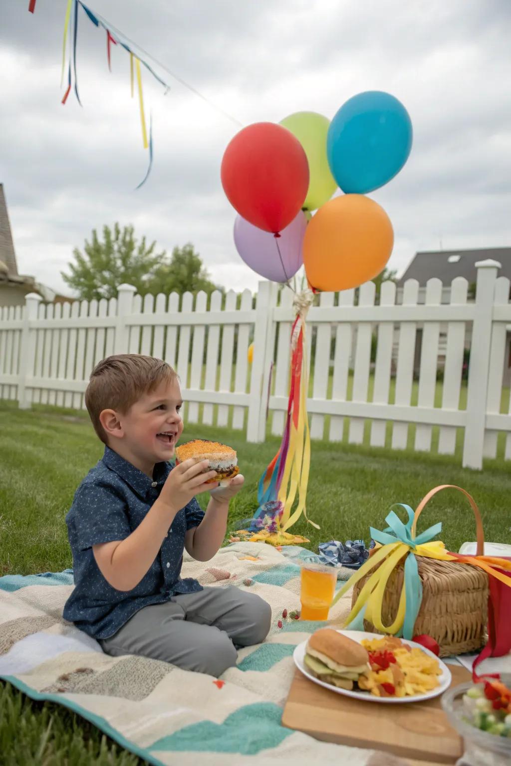 A backyard picnic delivers a relaxed and happy atmosphere.