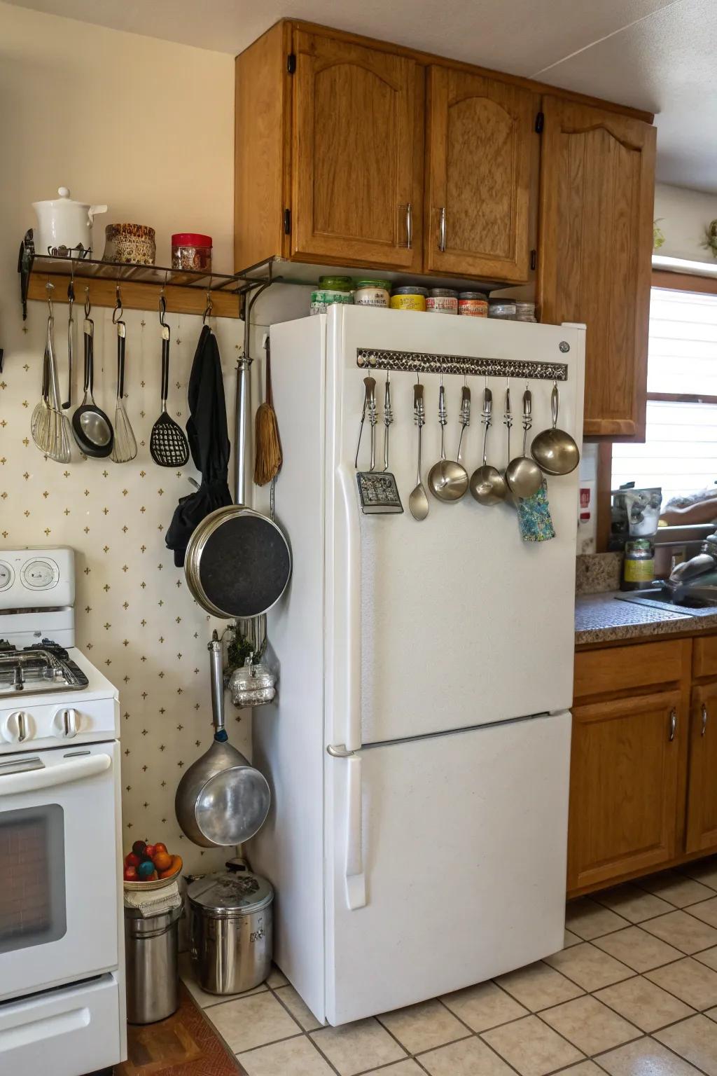 Tool hooks keep tools close by.
