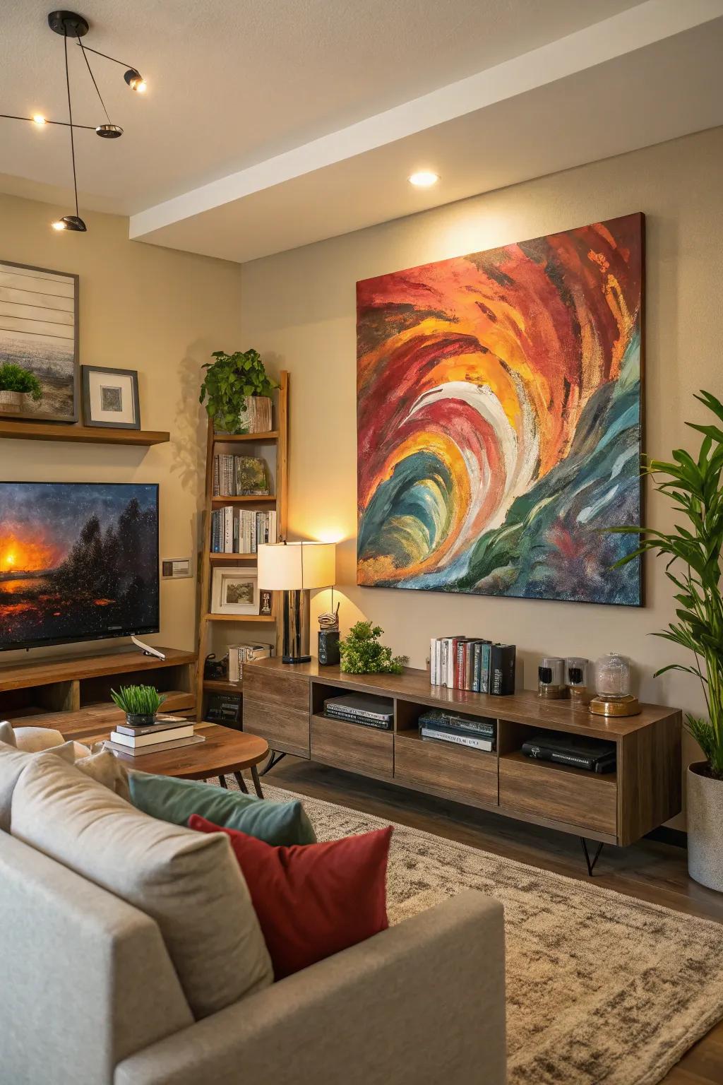 Volumetric elements generate captivating depth in this living room.