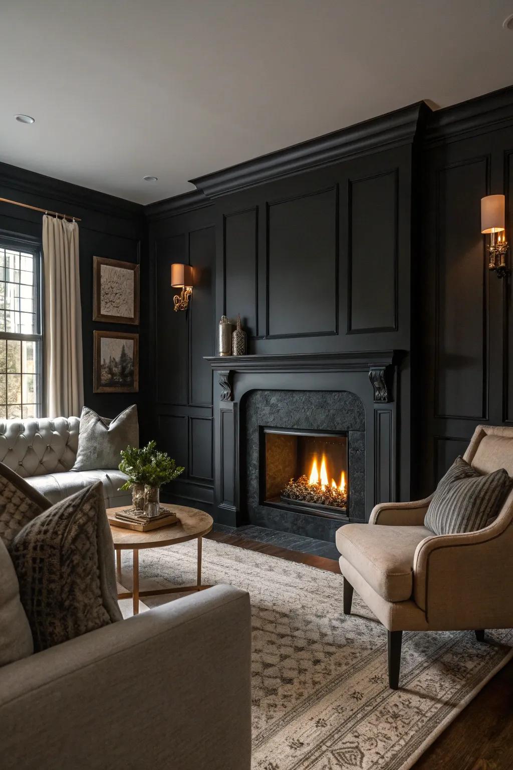 Dark hues create an atmosphere that's both cozy and dramatic.