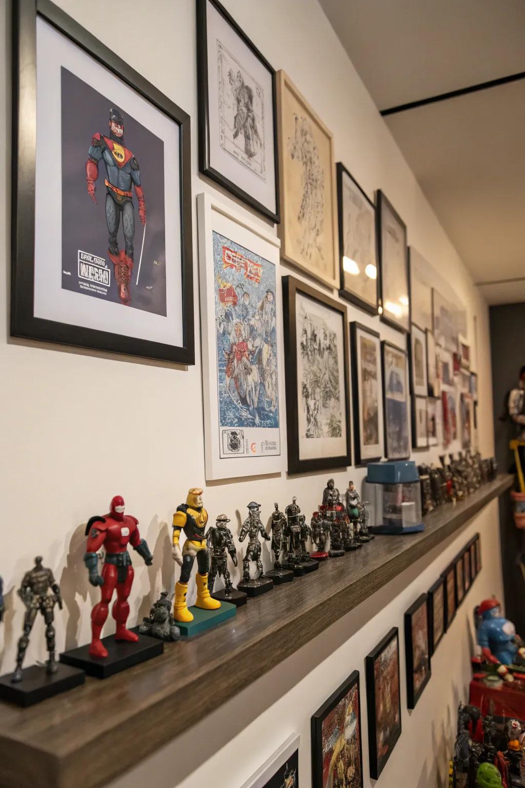 Art complements hero figurines for a gallery-worthy presentation.