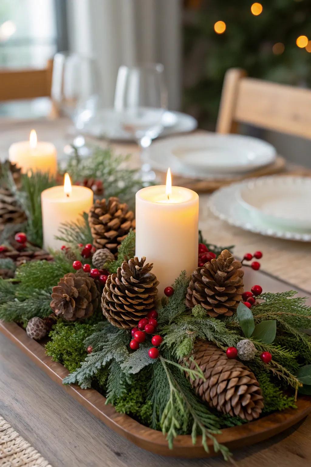 A charming winter focal point for your table
