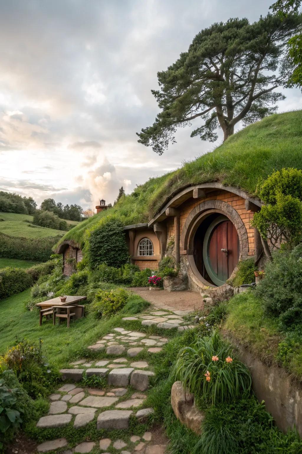 Actualize your fantasy in a charming hobbit-style dwelling.