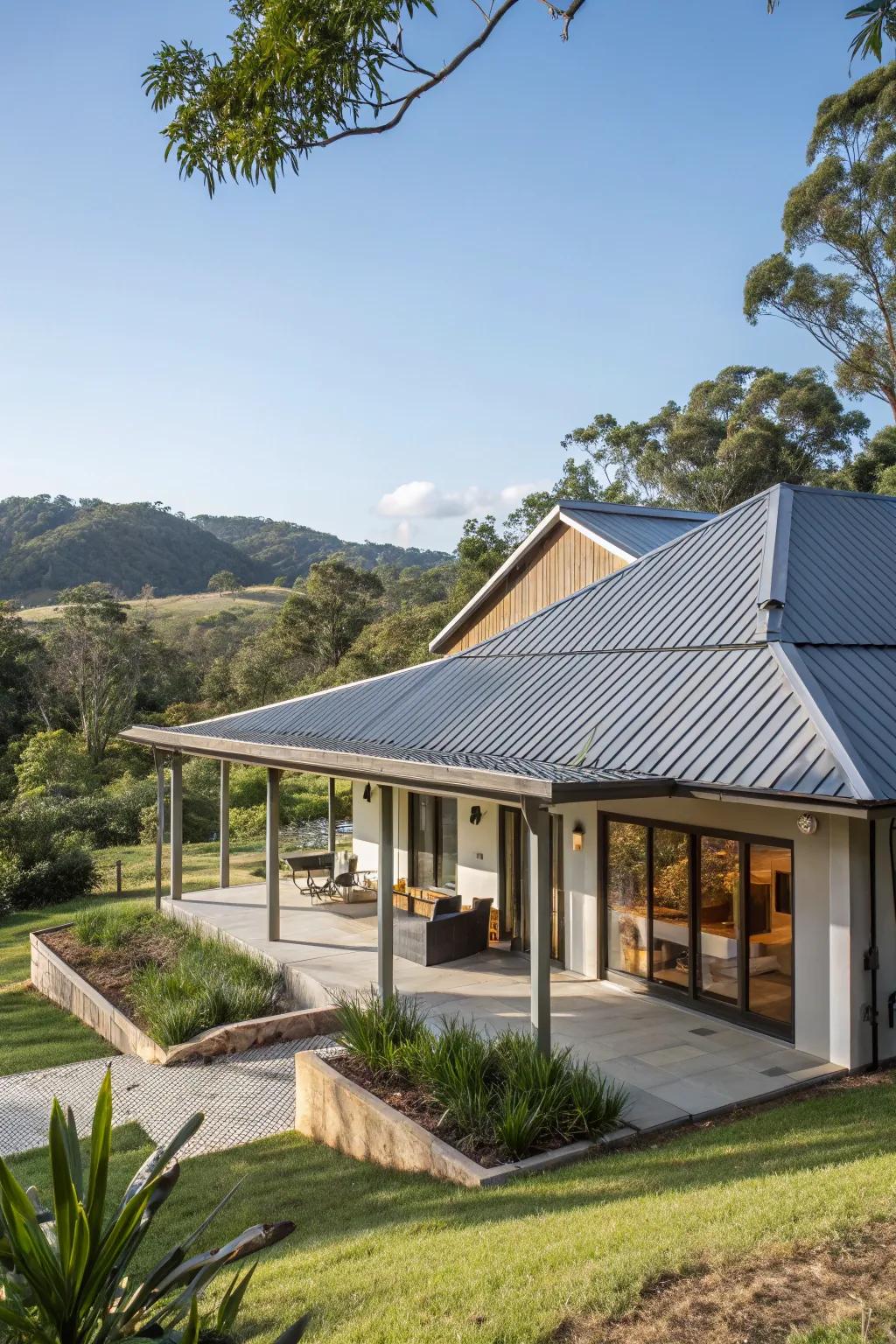 Corrugated steel roofs inject an industrial edge into any design.