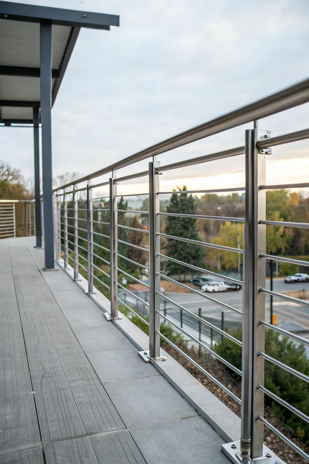 Cutting-edge industrial aluminum borders on a modern deck.