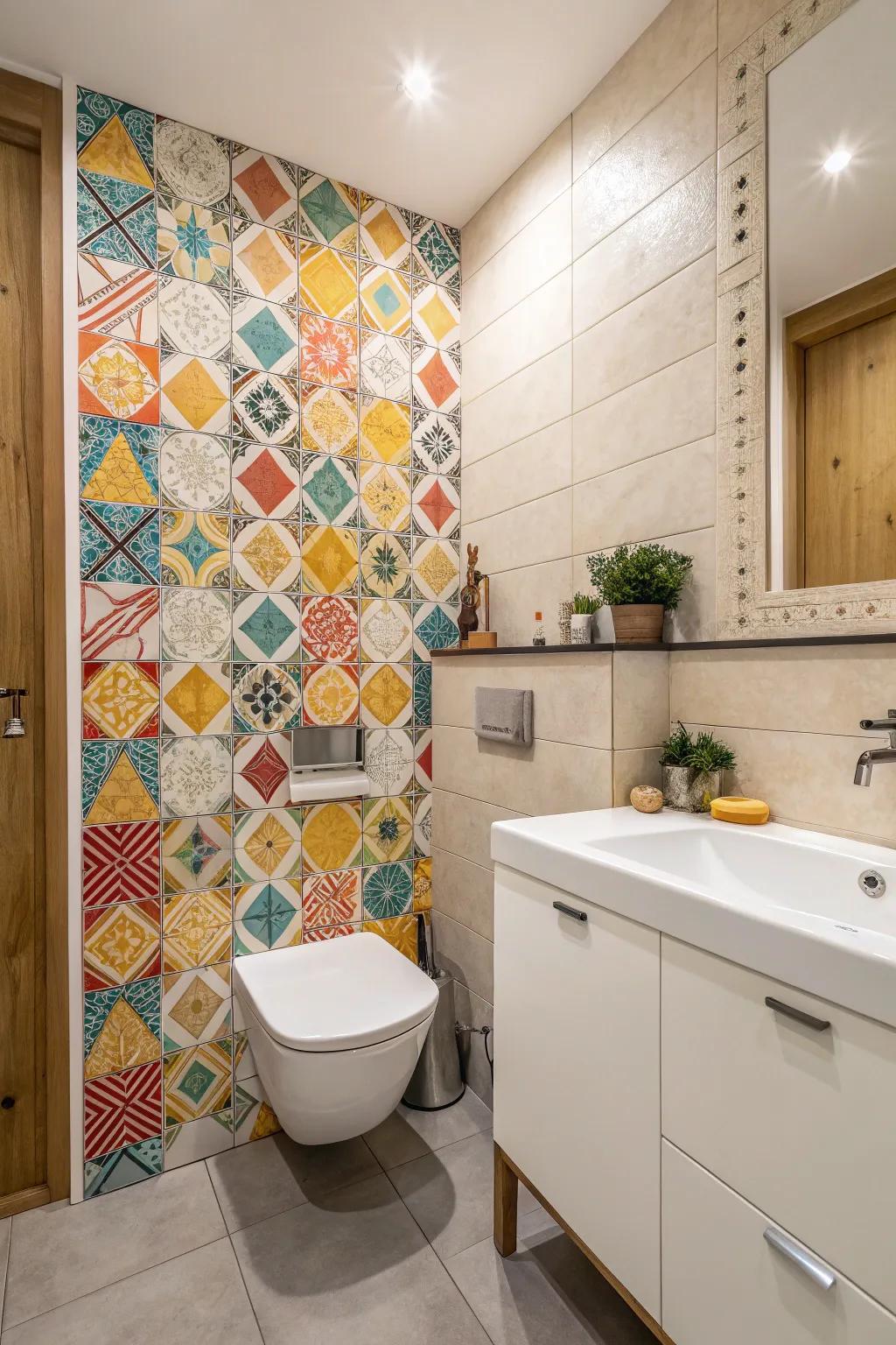 A highlight wall can change your restroom into a visual masterpiece.