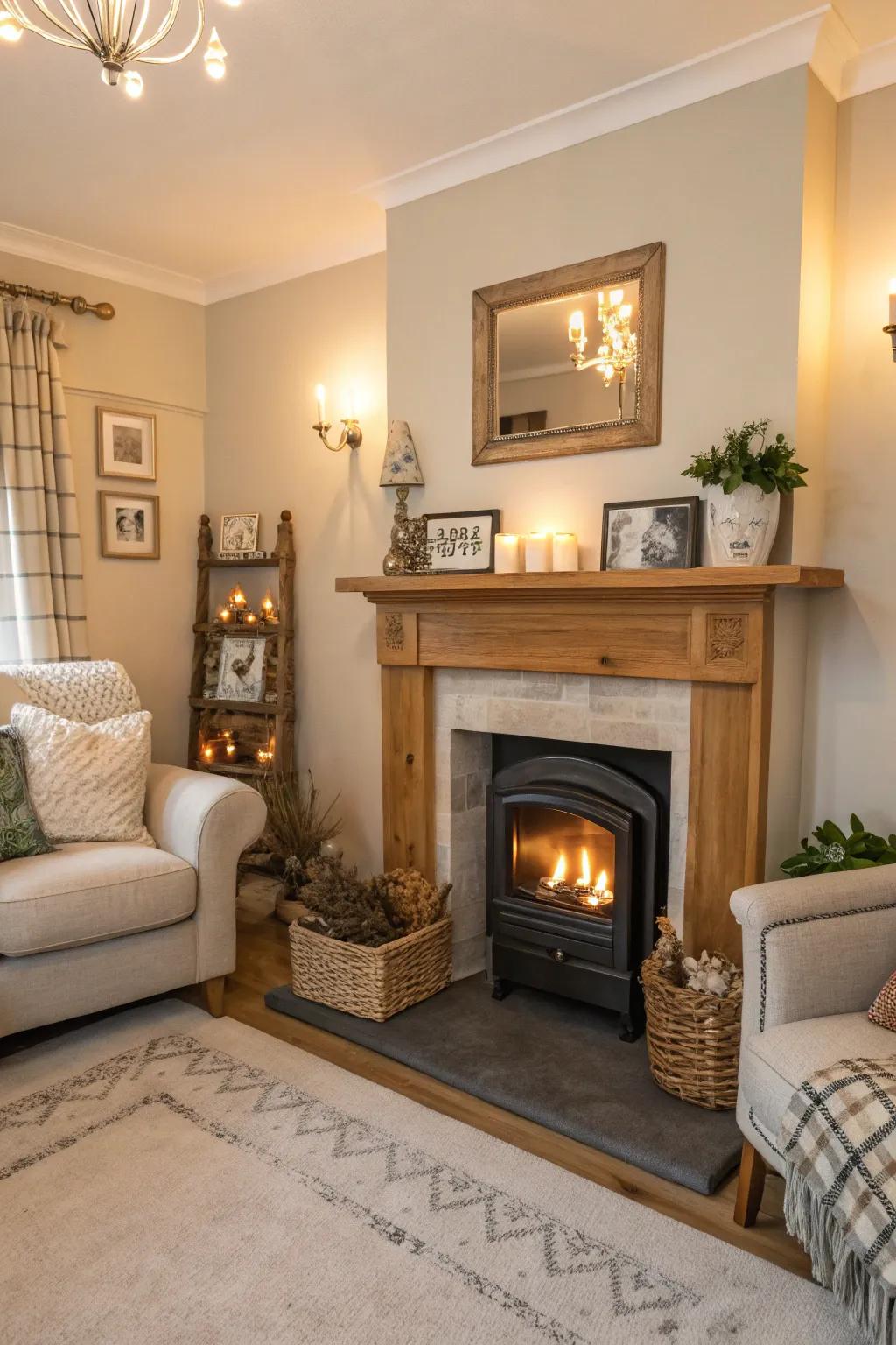 A fireplace makes this small living room very inviting.