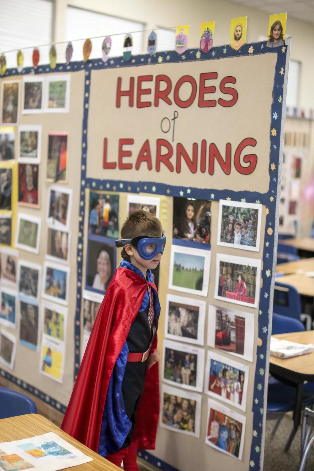 A superhero-themed bulletin board to motivate and inspire students.