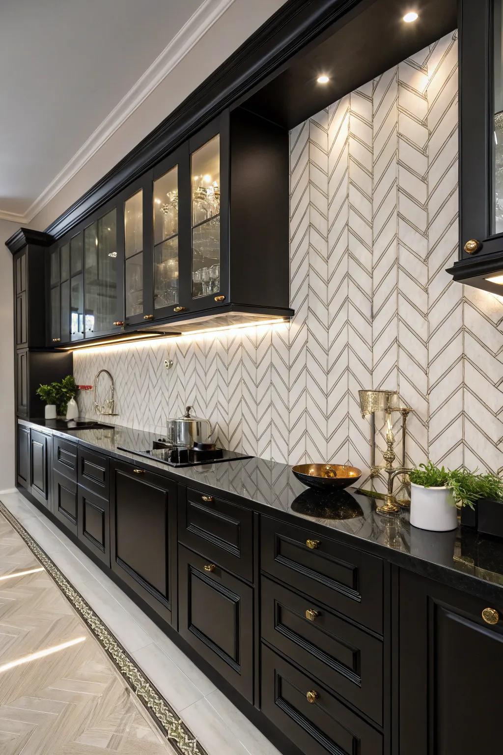 Twisted patterns add stylish sophistication to cooking space designs.